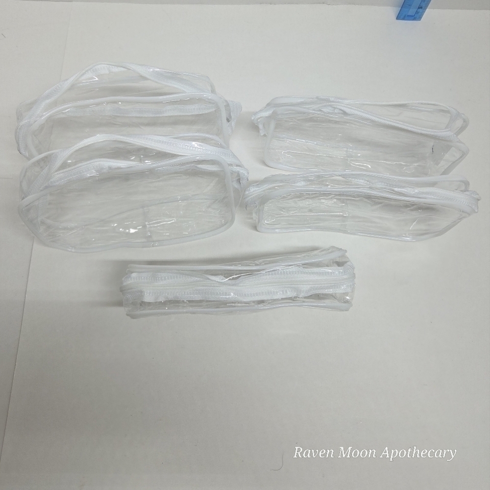 5 Pk Clear Transparent Cosmetic Bag Set - Picture 3 of 9